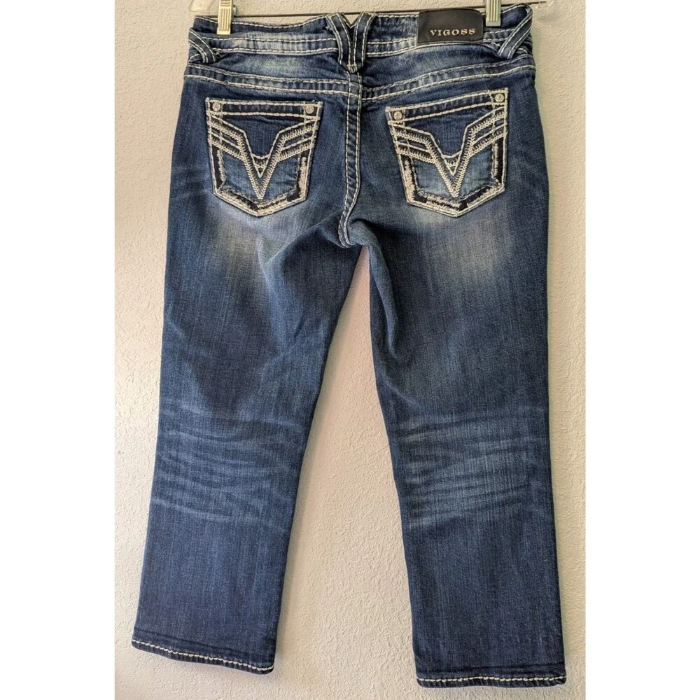 Vigoss Jeans Dallas Jeans Capri Size 29x22 Blue Embellished Western (648)